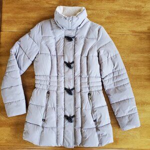 Laundry by Design Winter Puffer Cinched Waist Zip/Toggle Buttons Sherpa Collar